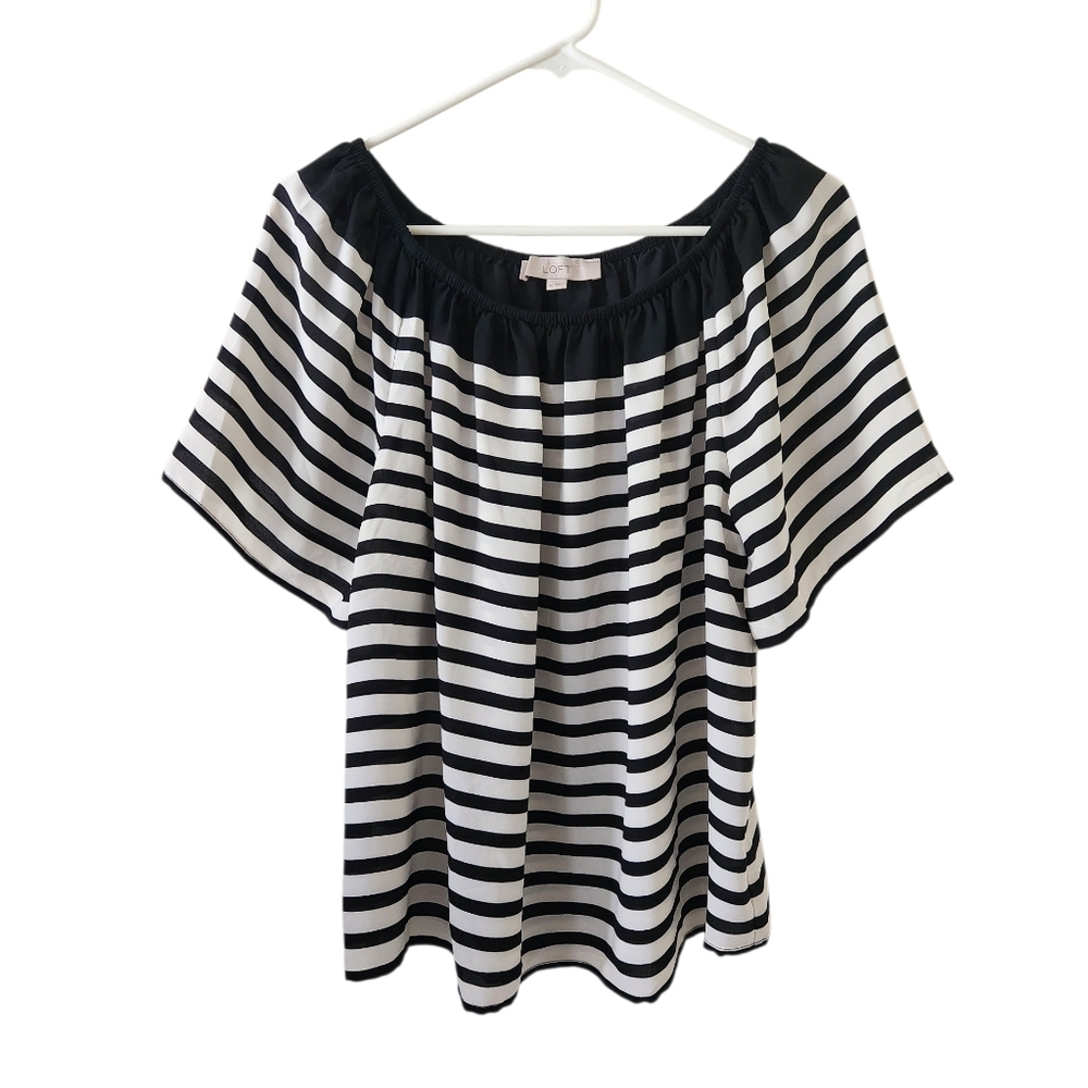 Loft Black & White Off The Shoulder Top